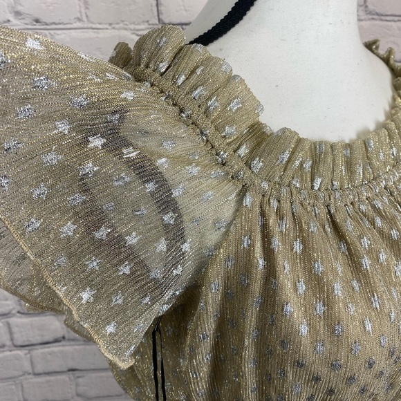 House of Harlow 1960 Revolve Star Gold Boho Babydoll Dress Y2K NWT - Picture 6 of 13